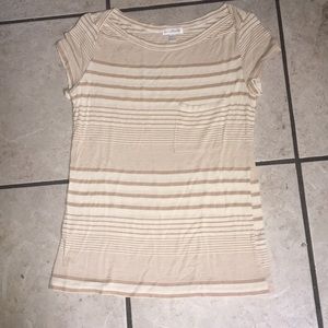 Tan and brown striped tee size s